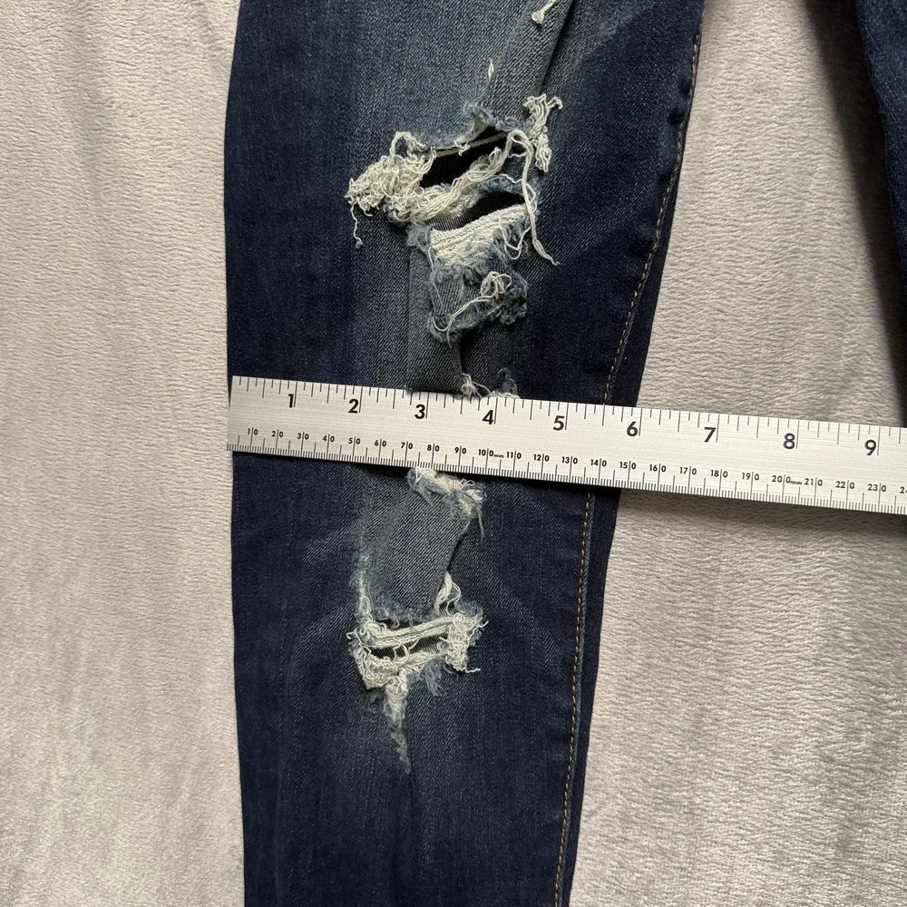 American Eagle Jeans Womens 4 X Short Dark Wash Super Stretch X Distressed‎